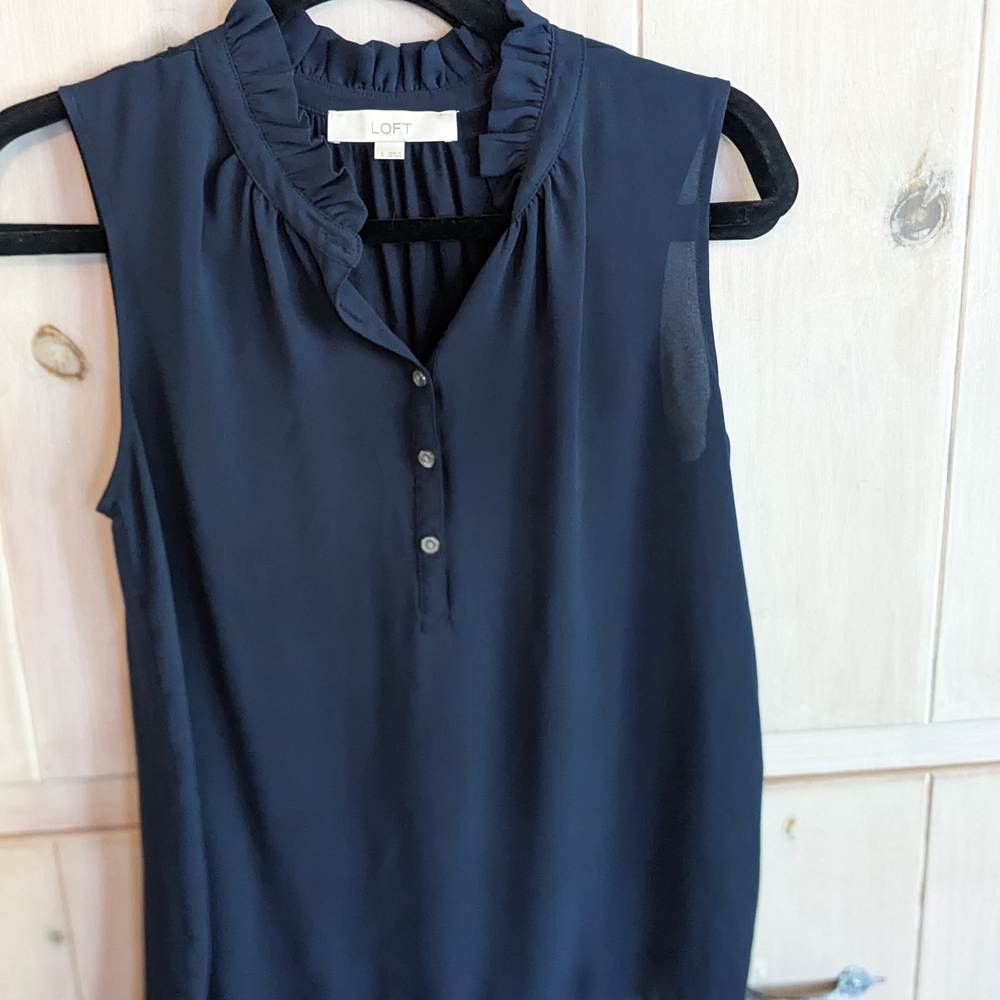 LOFT Blue Ruffled Blouse